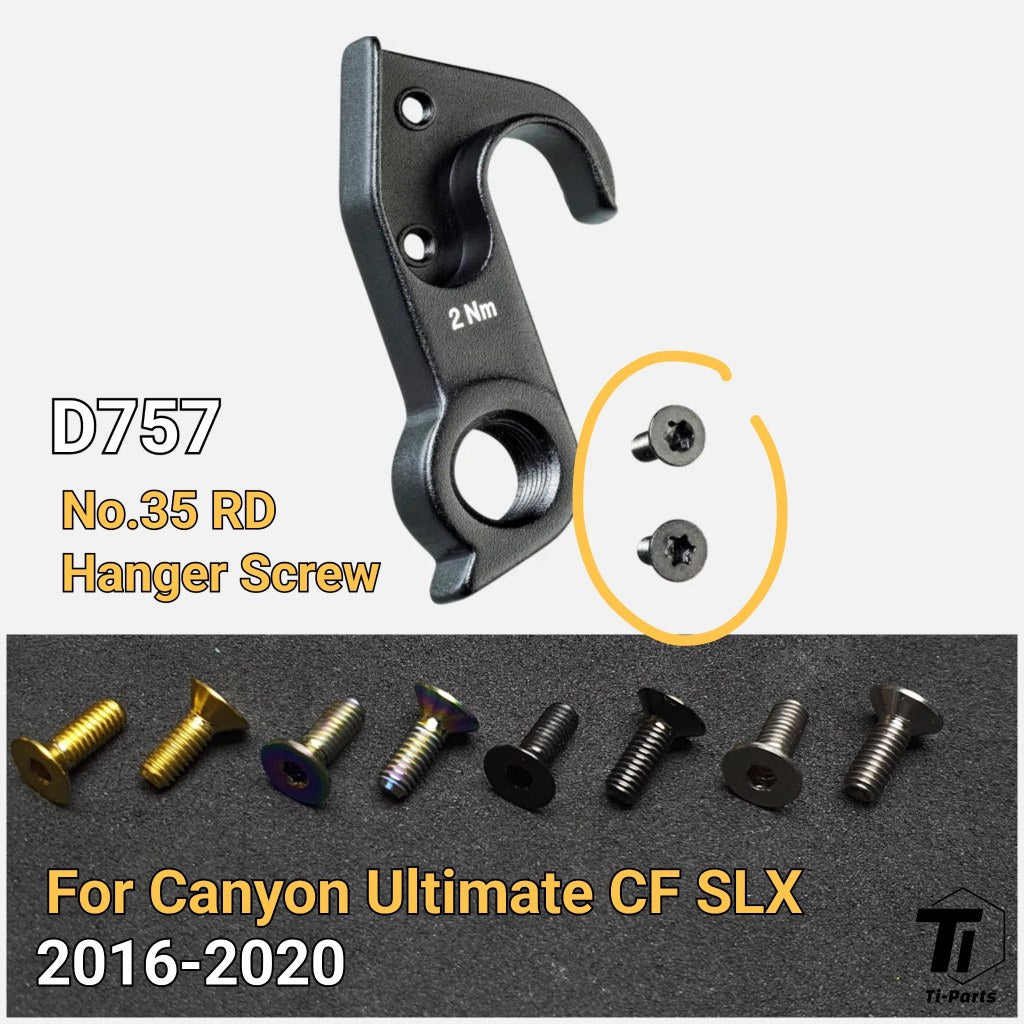 Titanium schroef voor Canyon D757 nr. 35 achterderailleurhanger | Canyon Ultimate CF SLX 2016 - 2020 | Onderhoudsbout Moer