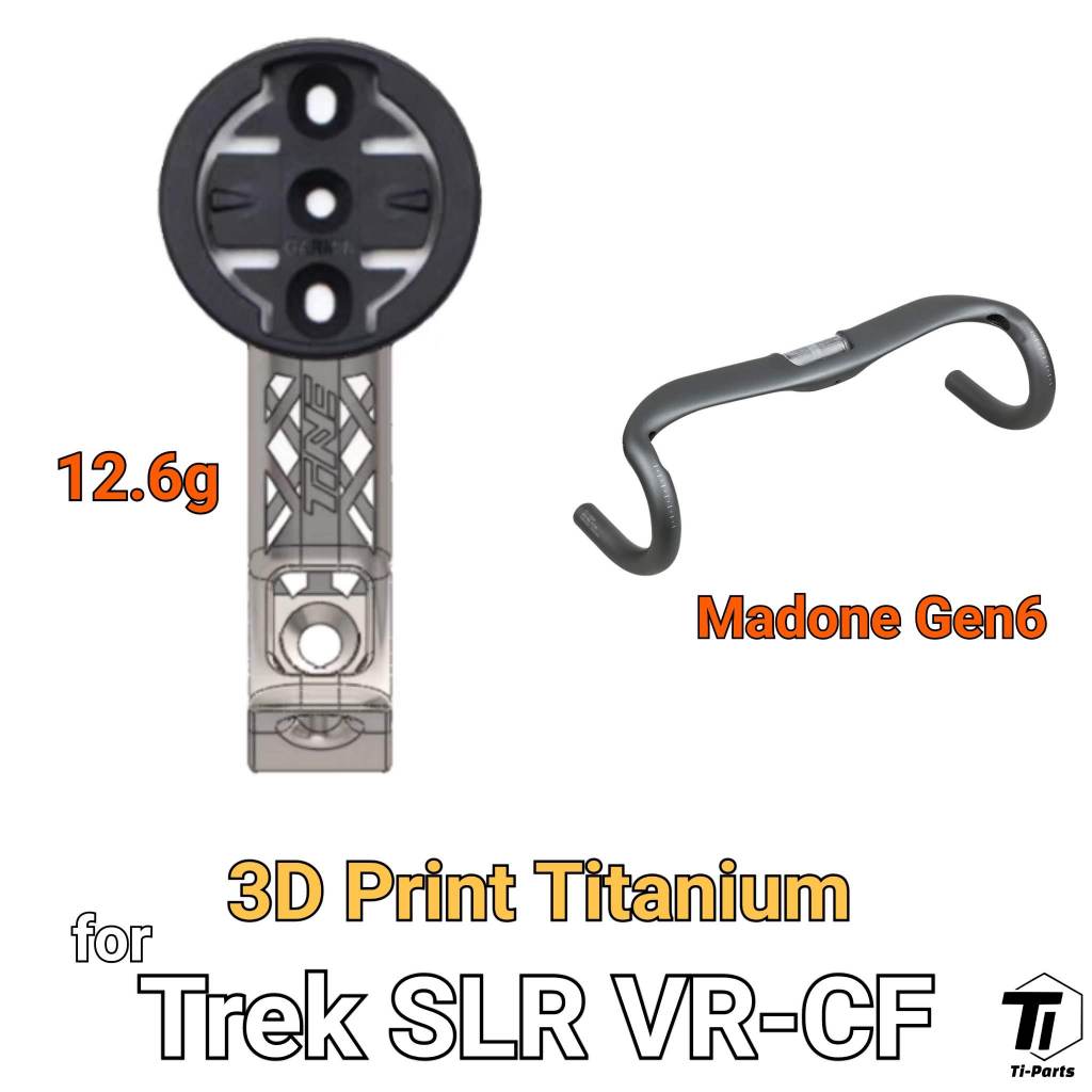 Bontrager SLR VR-CF Titanium 3D Print Počítačový držák Trek Madone Gen6 | GoPro Light Bracket pro Garmin Wahoo Super Light